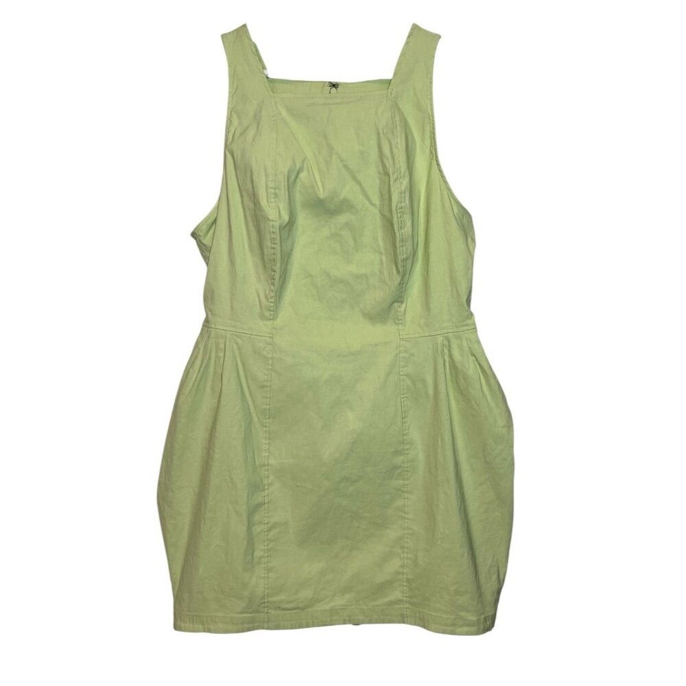 Maeve Anthropologie Mini Dress Size Large Sleeveless Volume Hip Green Stretch - Picture 2 of 15